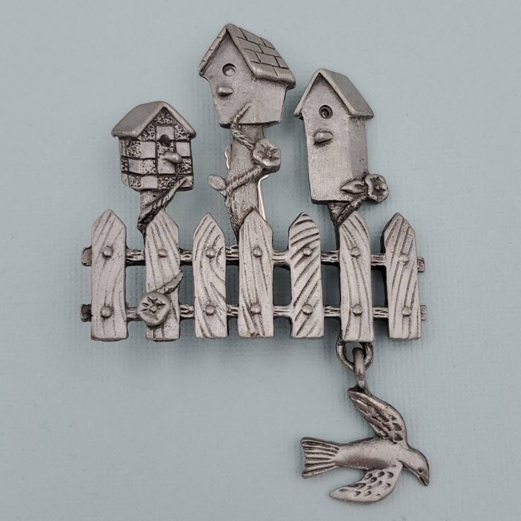 Spoontiques Pewter Birdhouse Brooch